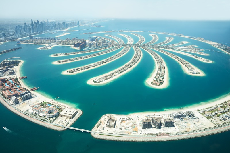 Aerial view of the Palm Islands in Dubai